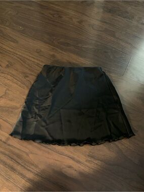 Black Mini Satin Skirt